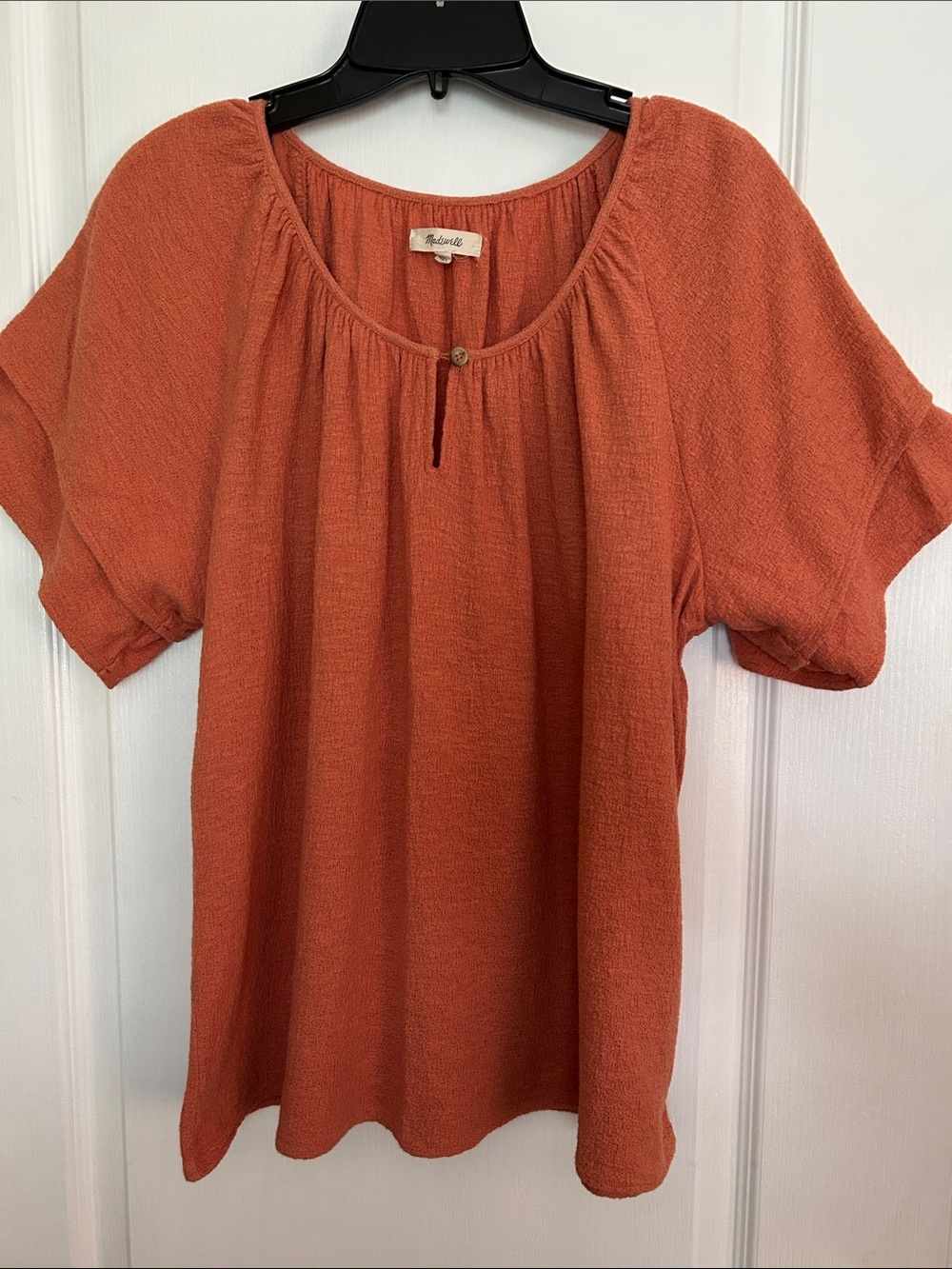 Madewell Burnt Orange Short Sleeve Scoop Neck Top, 26 PTP